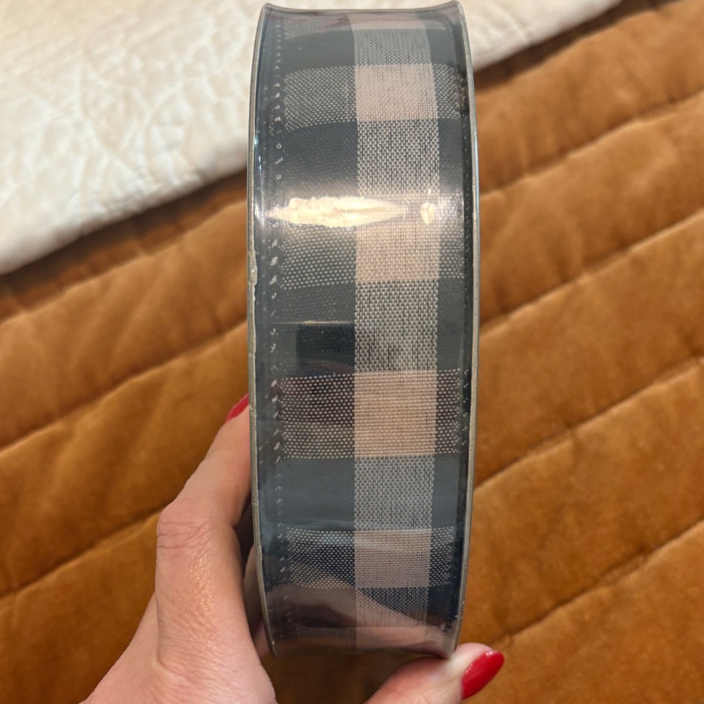 Black and Tan Wired Plaid Ribbon
